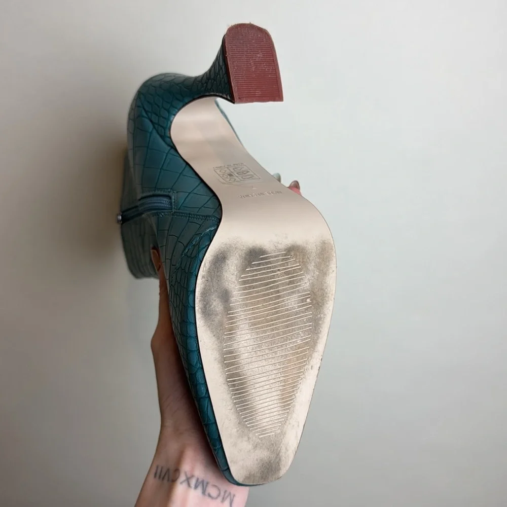 RAID Teal faux Croc-Embossed Ankle Boots - Picture 5 of 6